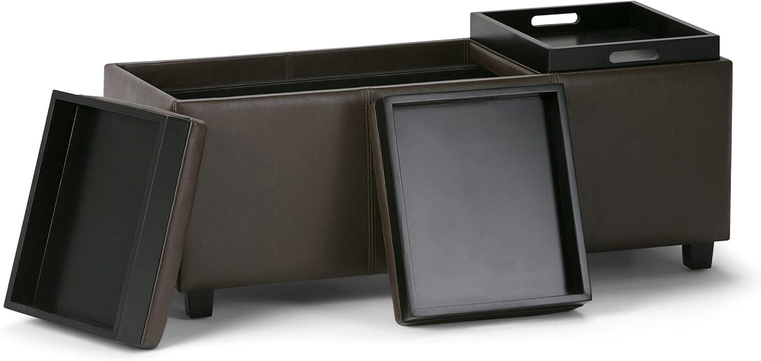 Chocolate Brown Faux Leather Backless Storage Ottoman Bench