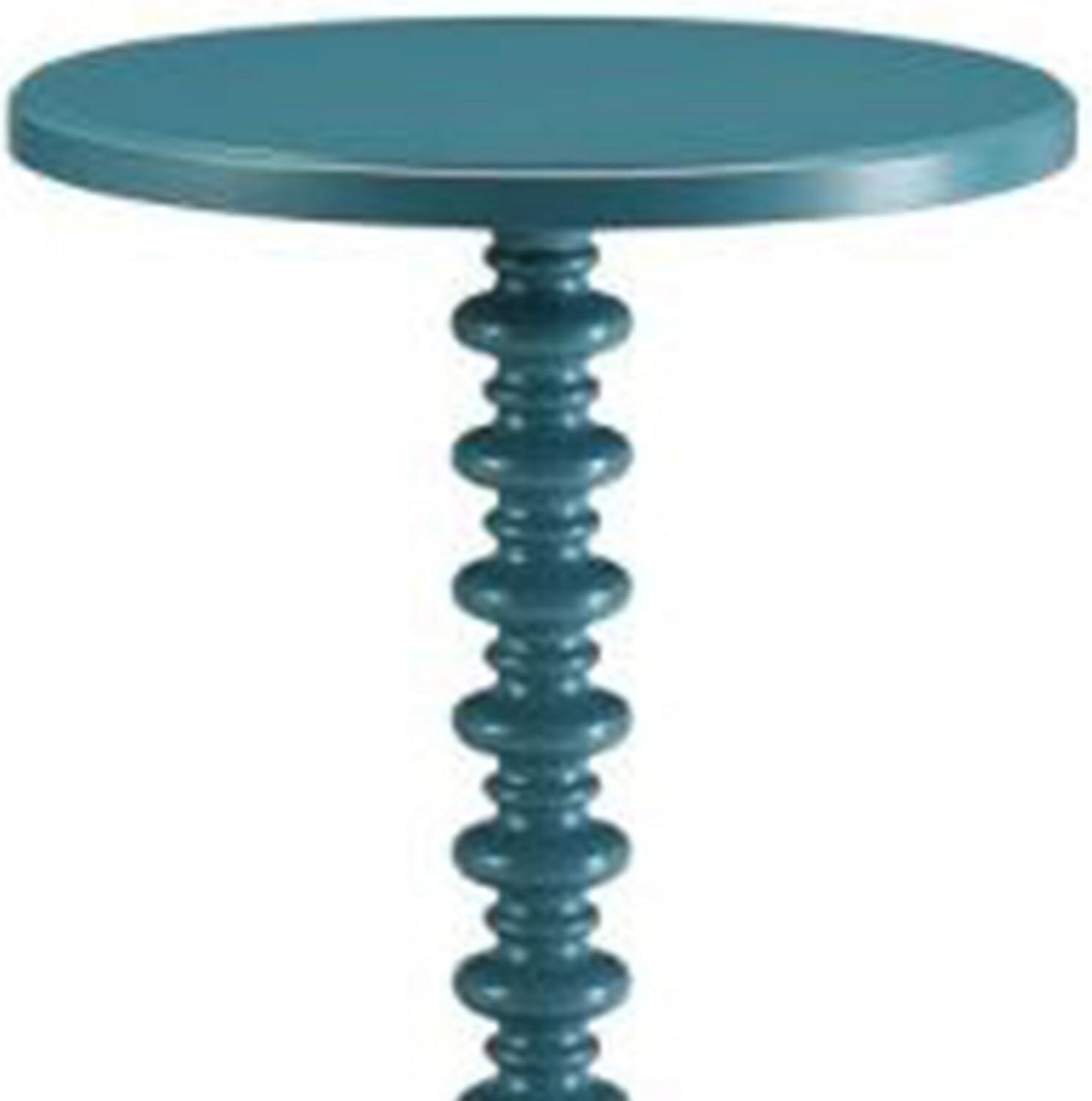 Acton Round 17" Teal Wood & Metal Side Table