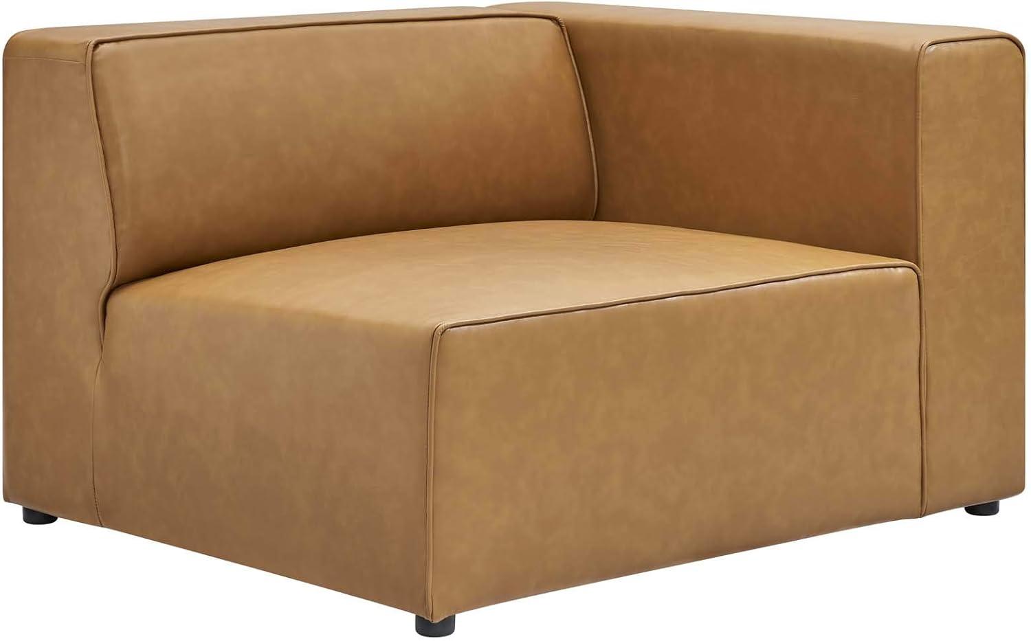 Mingle Contemporary 3-Piece Tan Faux Leather Sectional Sofa