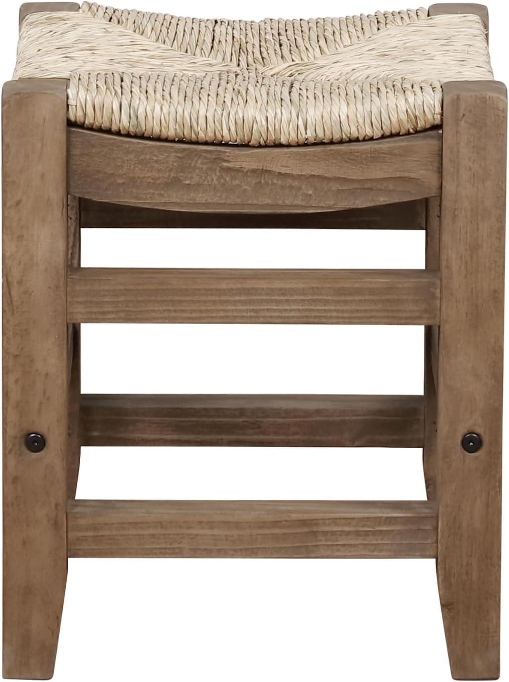 Alaterre Furniture Newport 18"H Wood Stool with Rush Seat
