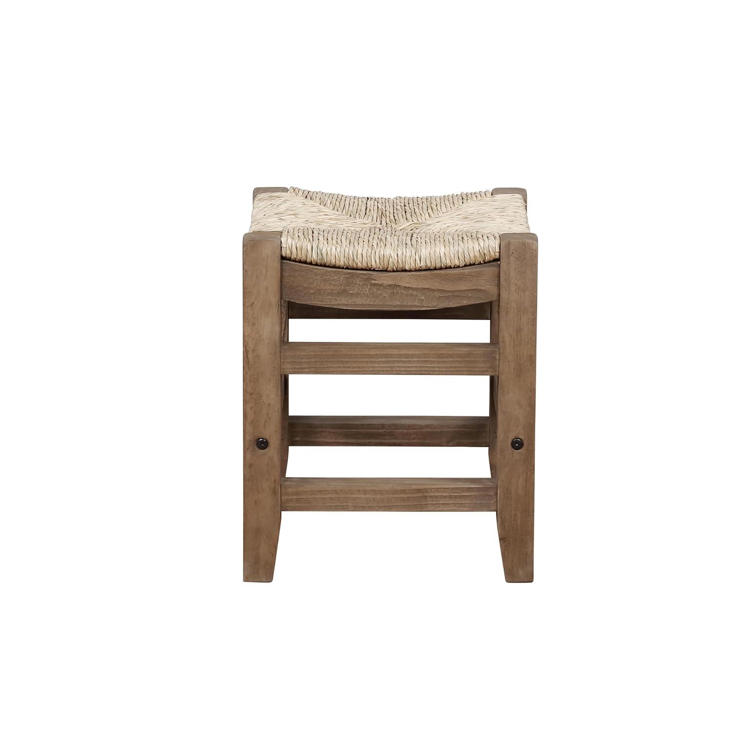 Alaterre Furniture Newport 18"H Wood Stool with Rush Seat