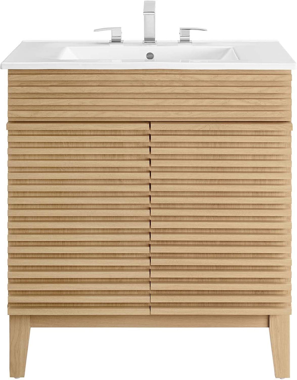 Modway Render 30" Bathroom Vanity Cabinet in Oak White