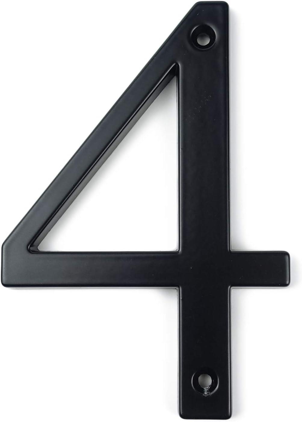 HASWARE House Number Sign 4 inch Modern Door Numbers Signage Plaque Street Home Address Numerals Zinc Alloy (4, Black)