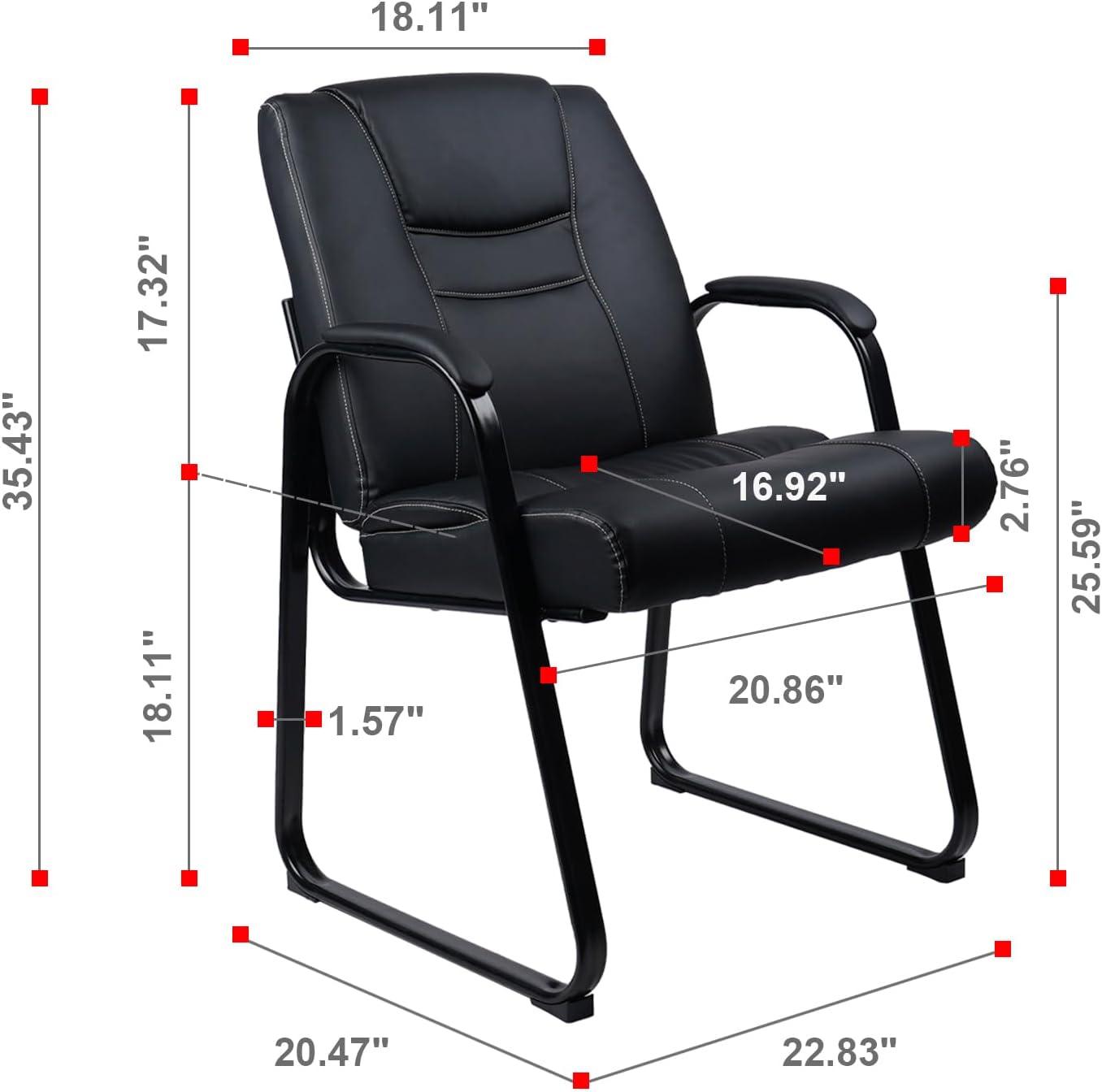 CLATINA Leather Guest Chair with Padded Arm Rest for Reception Office Meeting Conference and Waiting Room Side Office Home,Sled Base,1 pack