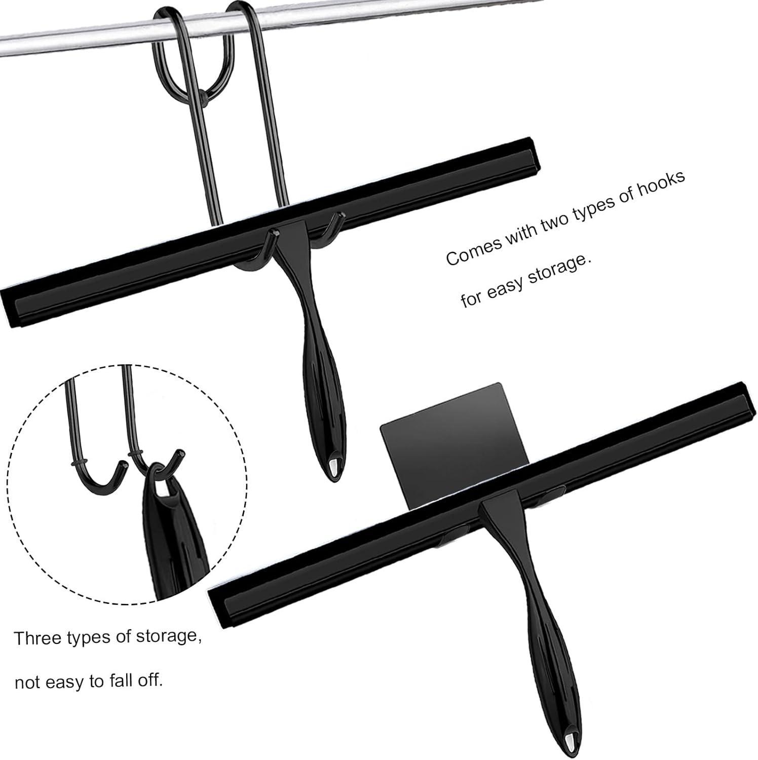 14'' Shower Squeegee, TOOVEM Squeegee for Shower Glass Door for Glass Doors, Windows, Bathroom, Car Windshield, Black