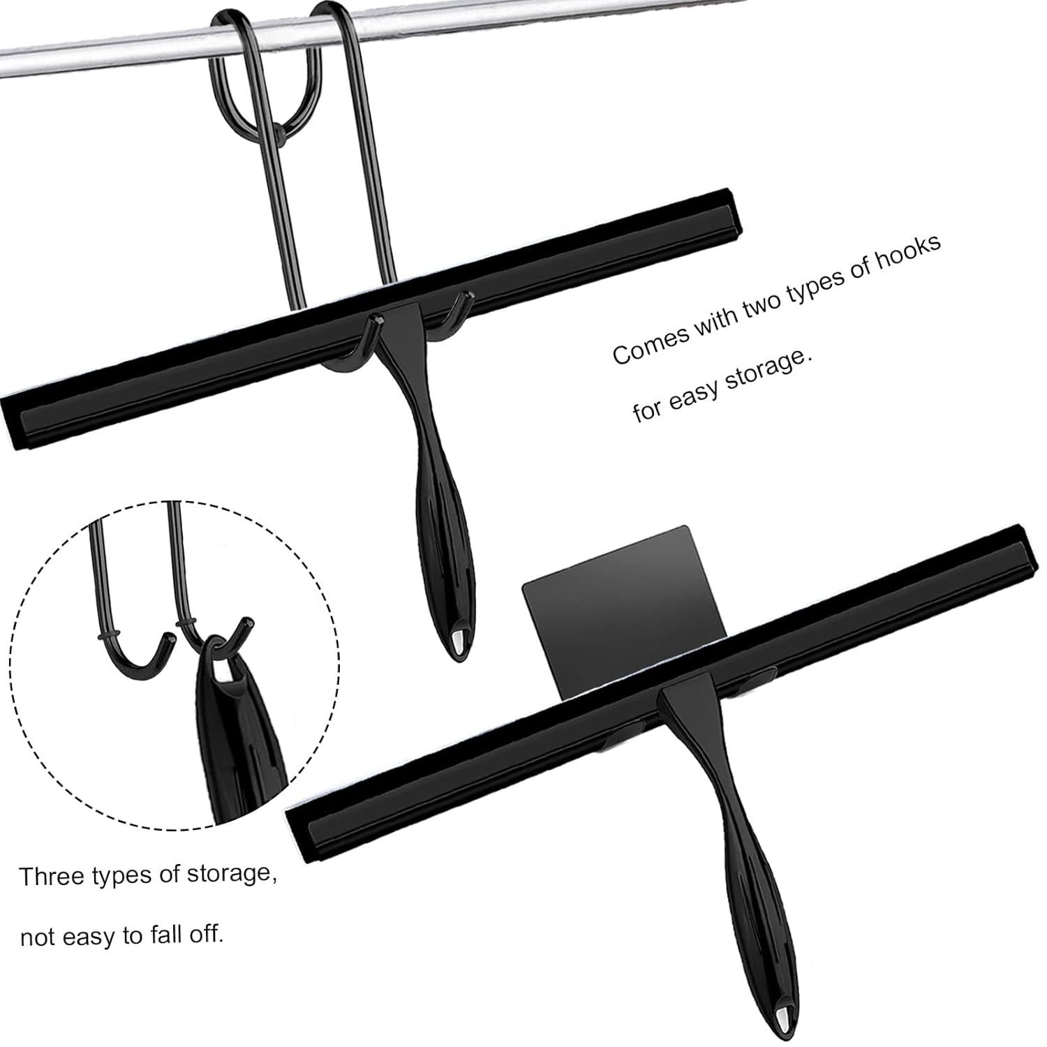 14'' Shower Squeegee, TOOVEM Squeegee for Shower Glass Door for Glass Doors, Windows, Bathroom, Car Windshield, Black