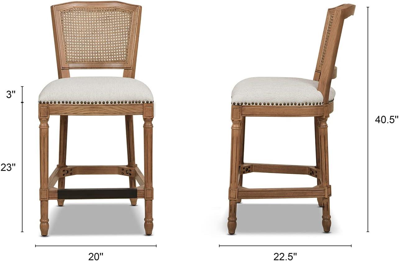 Triomphe Rattan Wicker Counter Bar Stool White Pepper Stain Resistant Polyester