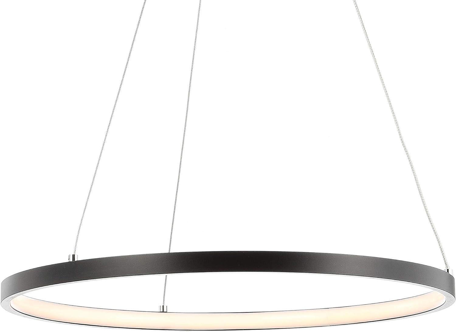Matte Black Modern LED Drum Pendant Light - 15.75" Diameter