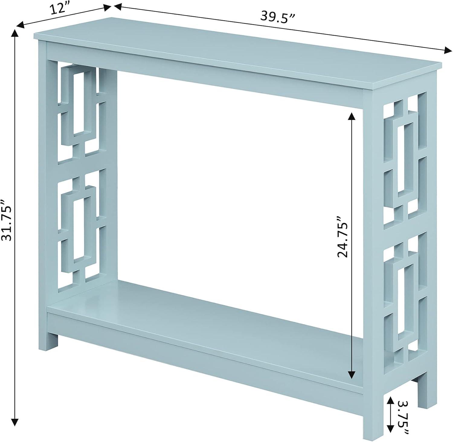 Convenience Concepts Town Square Console Table with Shelf, Sea Foam Blue