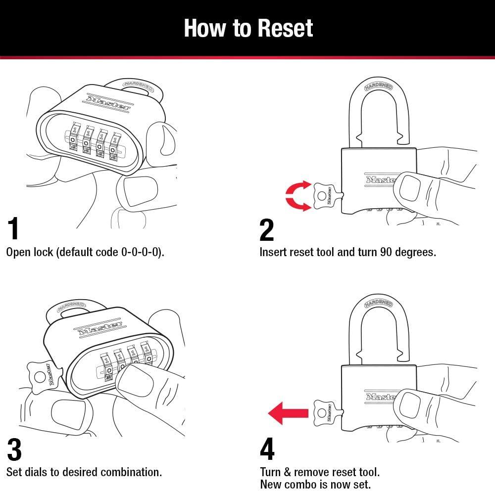 Master Lock Brass Combination Padlock with Extended Shackle, 2 Pack