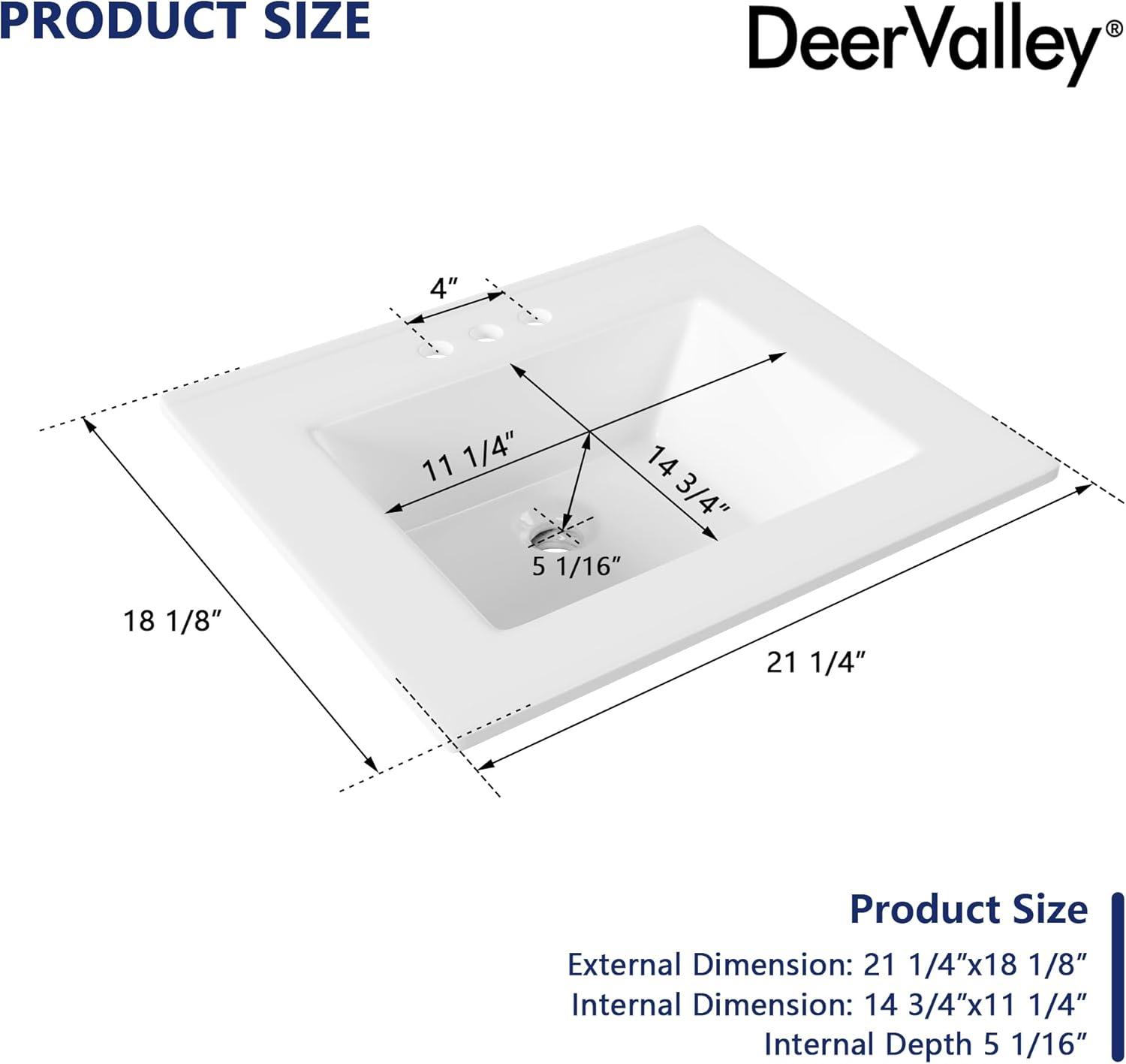 21'' x 18'' White Rectangular Vitreous China Drop-in Bathroom Sink with Overflow