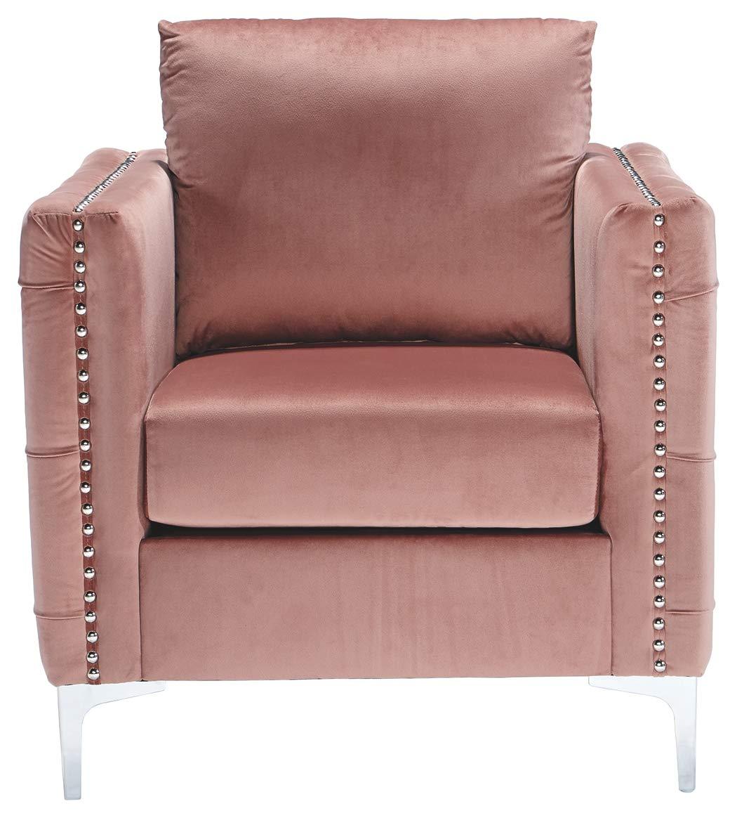 OUWI Lizmont Modern Glam Accent Chair with Nailhead Trim, Pink
