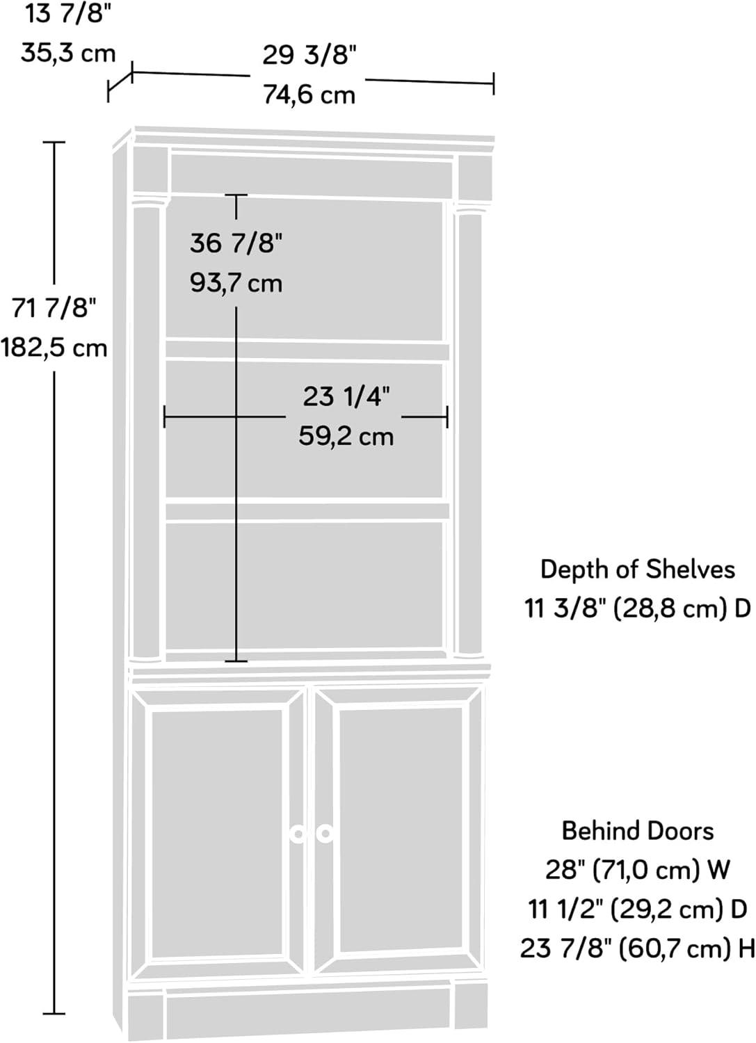 72" Palladia Library with Doors Select Cherry Red - Sauder: MDF Construction, Laminate Surface, Classic Design