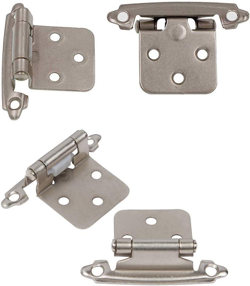 Brushed Nickel Self-Closing Cabinet Hinges with Screws