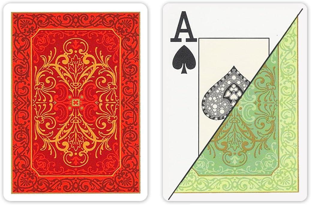 Italian Red and Green Plastic Poker Playing Cards Set