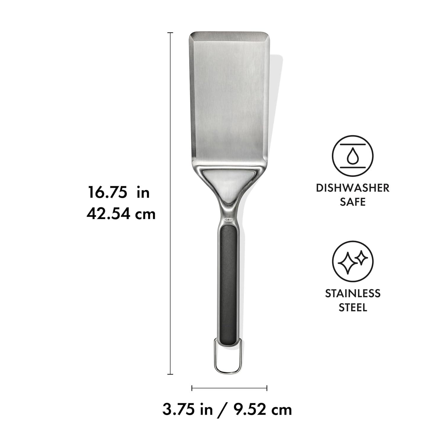 OXO Good Grips Large Griddle Turner – Durable Stainless Steel Griddle Turner with Beveled Head and Nonslip Grip for Indoor or Outdoor Griddle, Griddle Accessories, BBQ Accessories