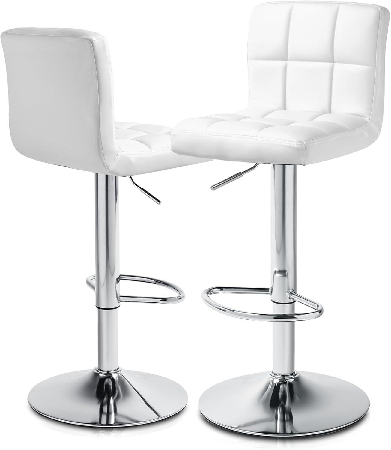 Bar Stools 1 Set Of 2, Counter Height Bar Stools, Square Cushion Bar Stools With Back, Footstool, Cafe, 2 Pieces