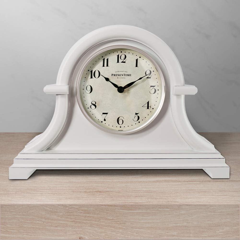 Present Time Vintage Napoleon 13" Quartz Decorative Mantel Clock, Gray Cream Finish