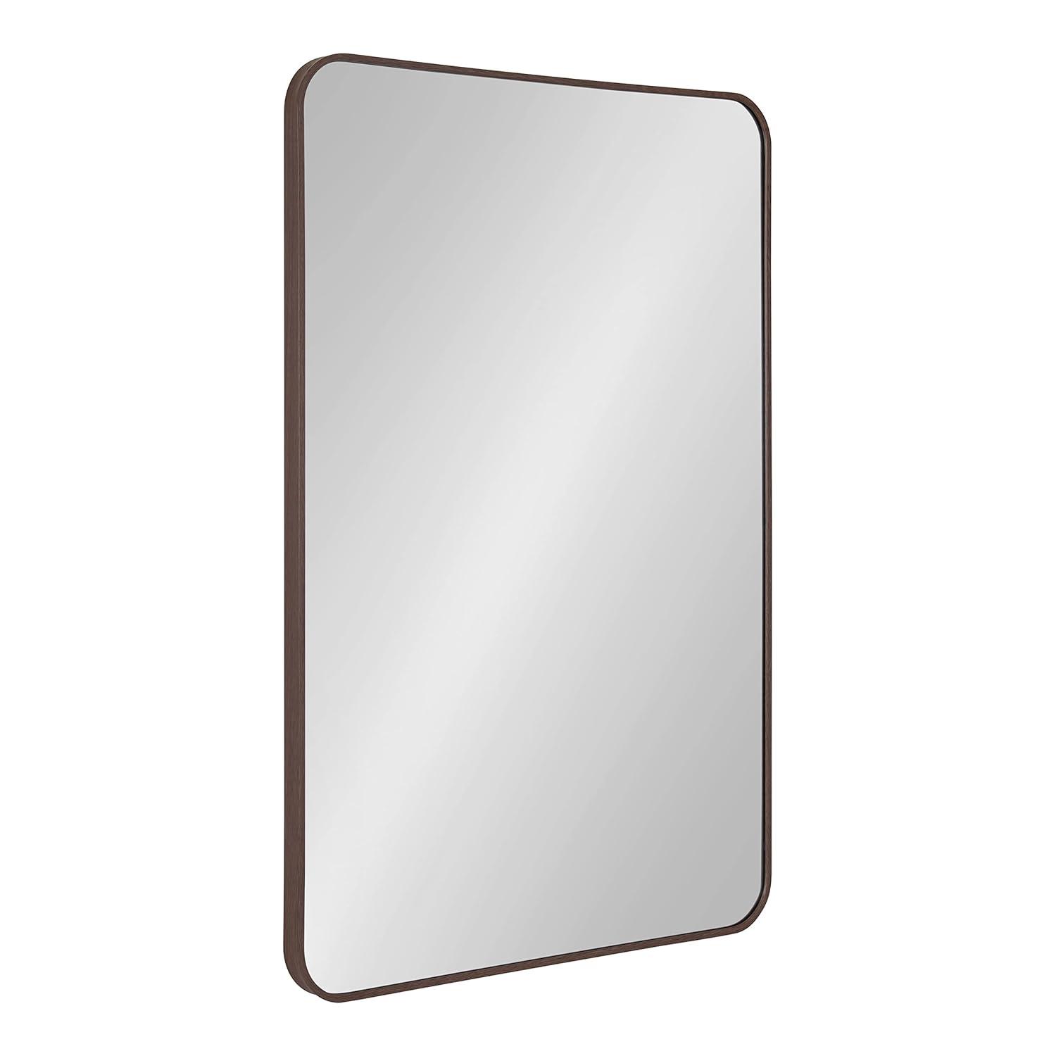 Kate and Laurel Zayda Radius Rectangle Framed Wall Mirror, 24x36, Walnut Brown