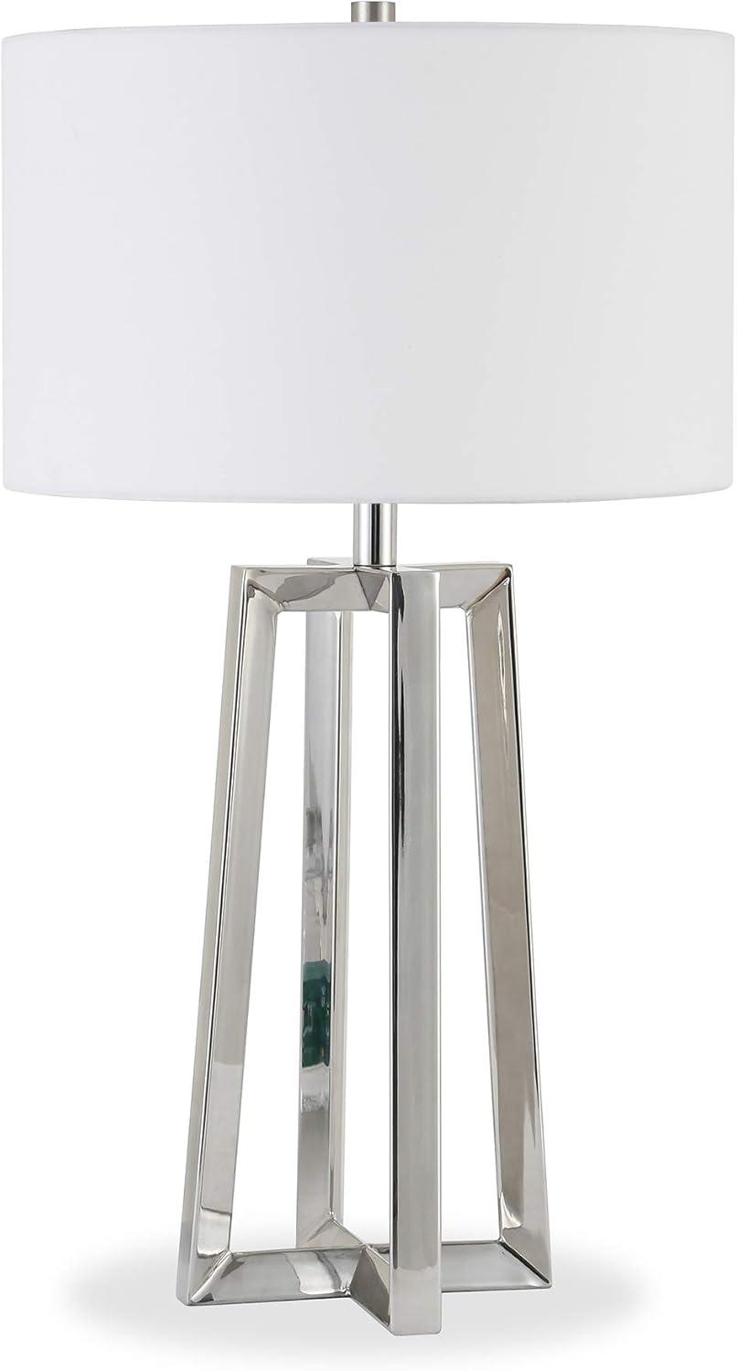 Helena 24.5" Polished Nickel Table Lamp with White Shade