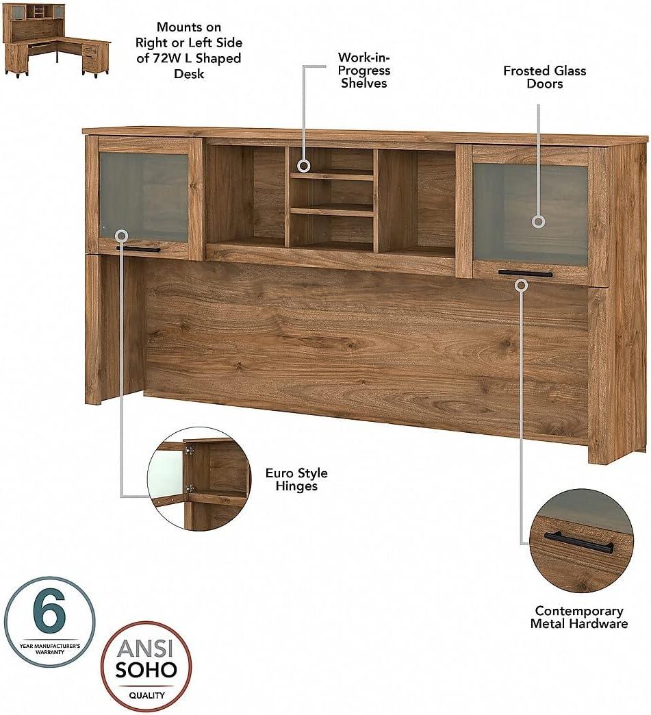 Bush Furniture Somerset 72W 3 Position Sit Stand L Shaped Desk with Hutch