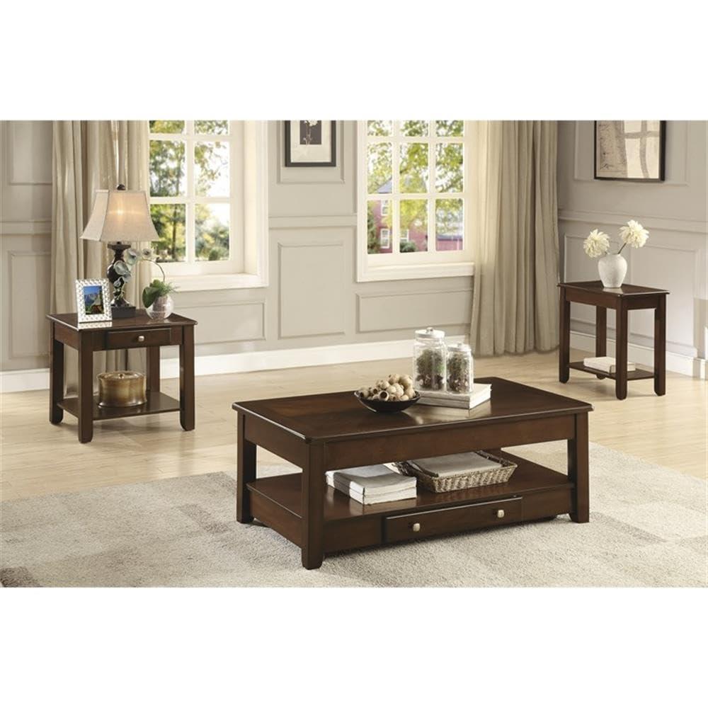 Lexicon Ballwin Wood 1 Drawer End Table in Dark Cherry