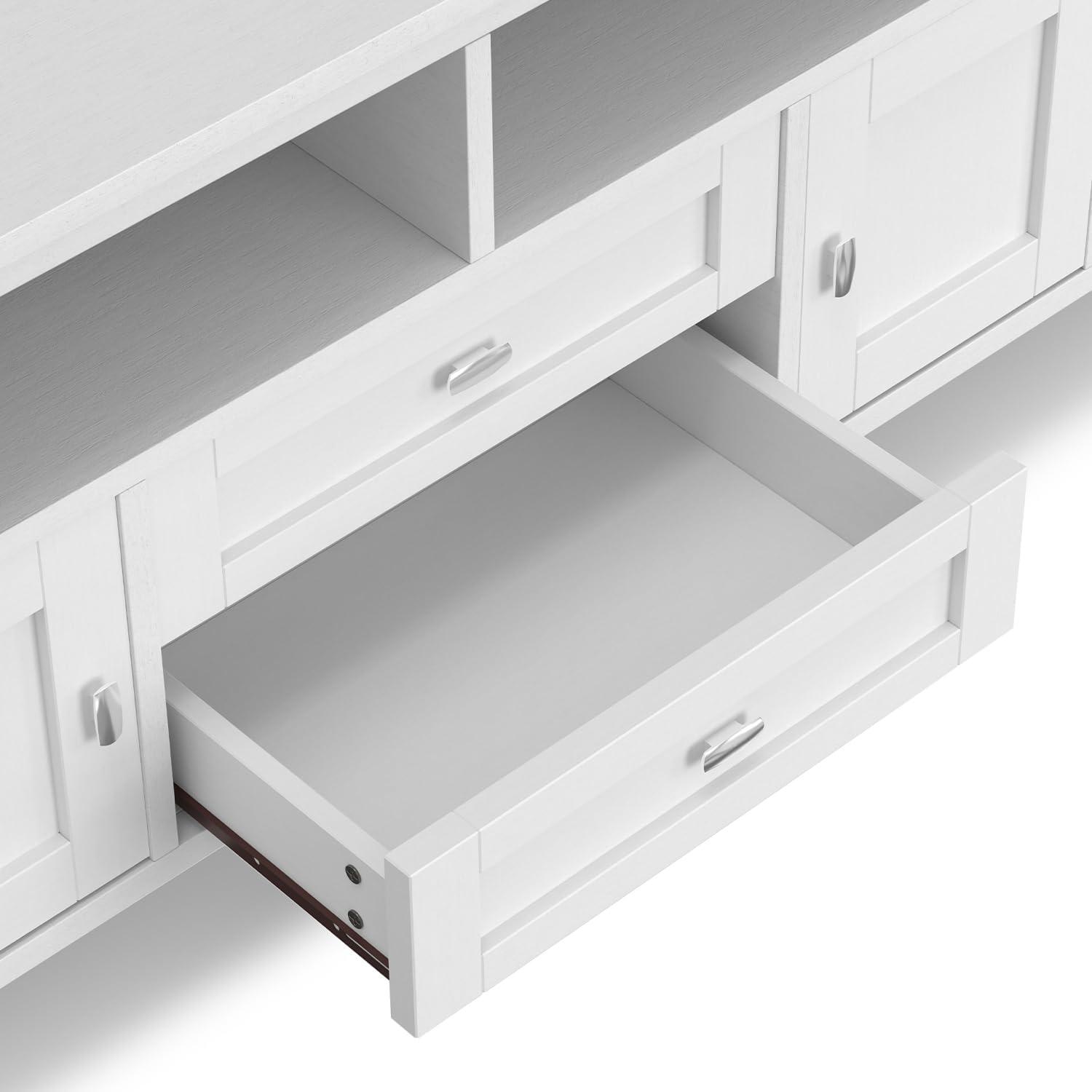 Simpli Home Warm Shaker 72"W Solid Wood TV Stand for TVs up to 80" with 4 Storage Cabinets and 2 Drawers