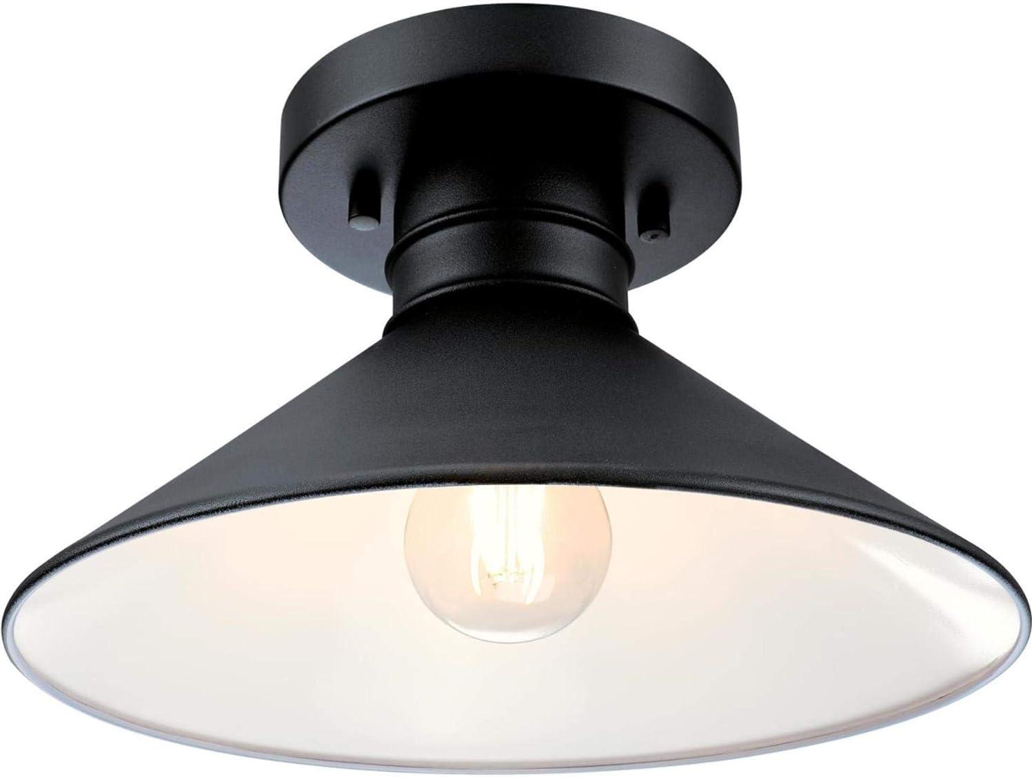 Watts Creek Textured Black 11'' W 1 - Bulb Outdoor Semi Flush Mount