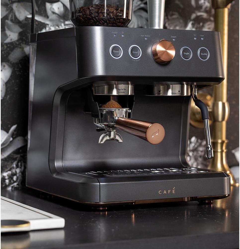 CAFE Bellissimo Semi-Automatic Espresso Machine + Frother Matte Black: GE Appliances, Espresso Maker with Grinder, 2.5L Capacity