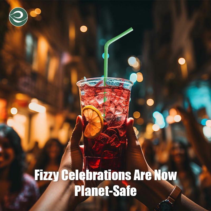 ECO SOUL 100% Compostable Straws [100 Count] [8.25"] Eco-Friendly Biodegradable Sustainable Disposable Straws, Cocktail Cold Drink Smoothie Bendable Straws