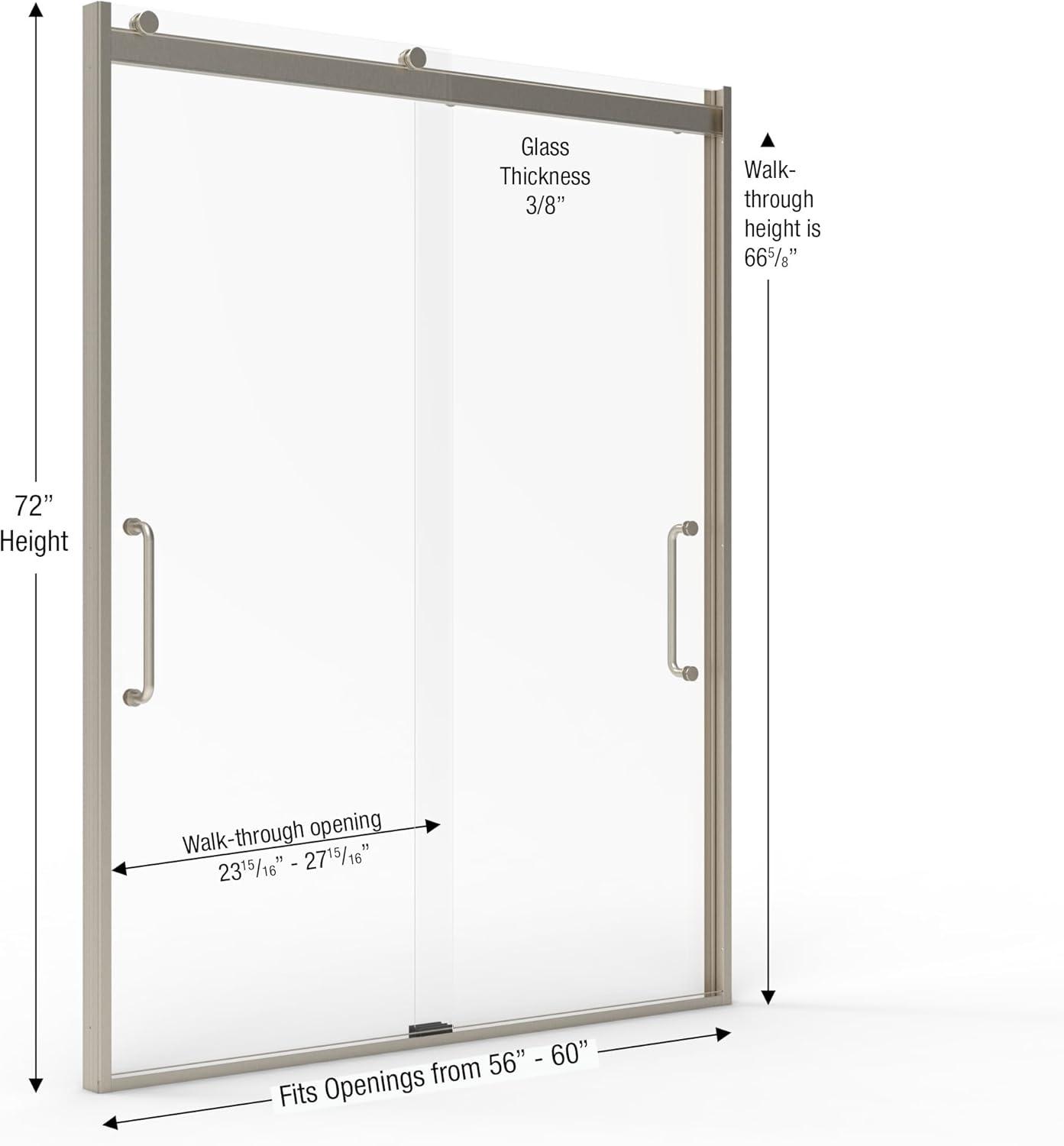 Arelo 56" - 60" W x 72" H Semi-Frameless Shower Door