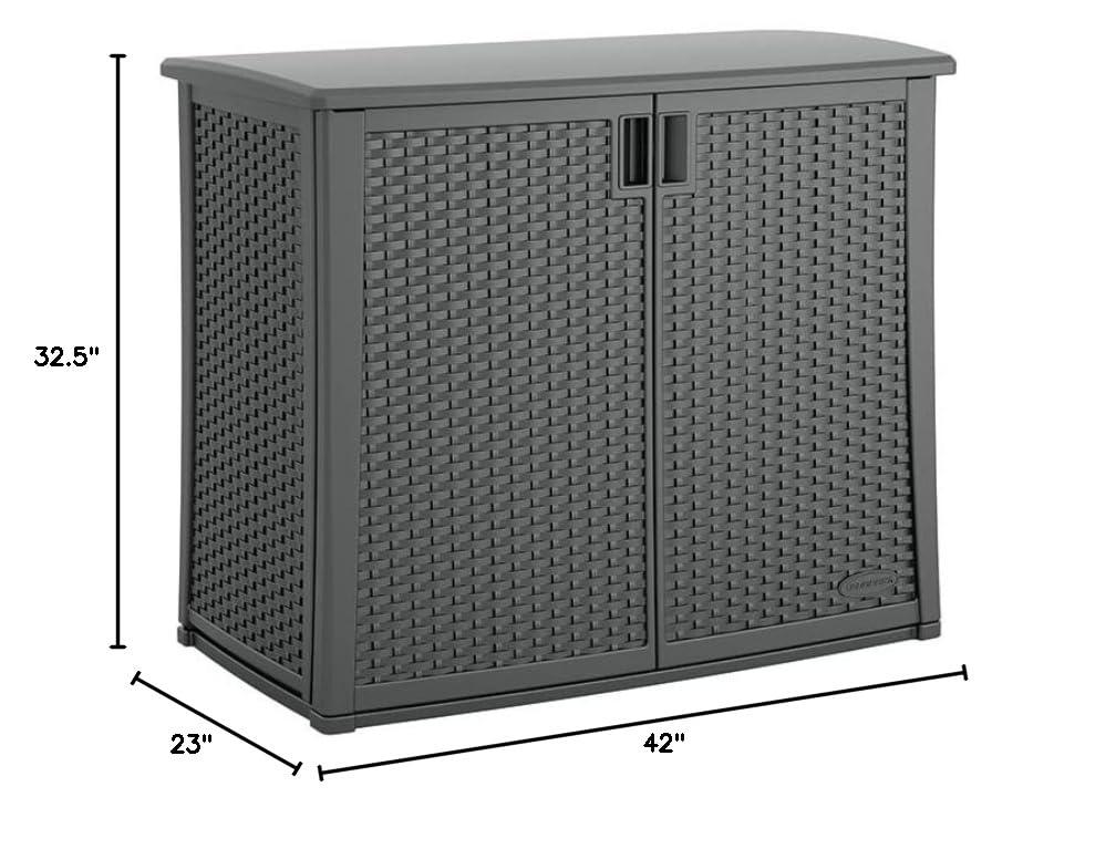 Suncast Suncast 97 Gallon Resin Lockable Cabinet Deck Box in Gray