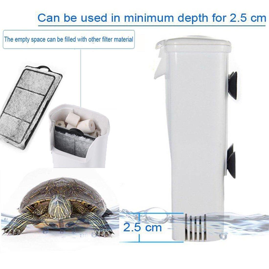 Aquarium Waterfall Filter Reptiles Turtle Filter for small tank 1-15 gallon, Low Level Water Clean Pump Internal Bio Media Water Filtration System for Fish Amphibian Cichlids Frog (Waterfall Filter)