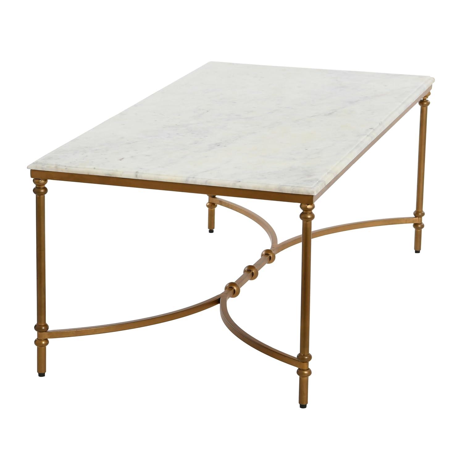 Creative Co-Op Libertine Genuine Marble and Metal Coffee Table, Gold Finish