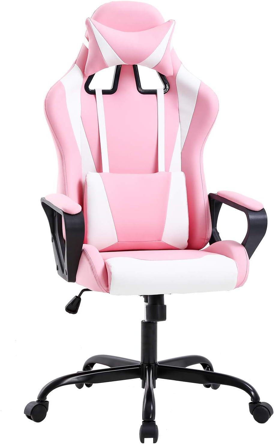 FDW Office Chair Gaming Chair Desk Chair Executive Chair with Lumbar Support Adjustable Stool Swivel Rolling Computer Chair,Pink