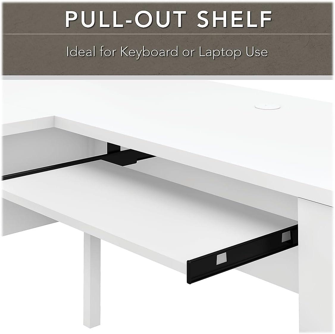 Bush Furniture Somerset 60 in L Desk with Hutch, Keyboard Tray, File and Storage in White