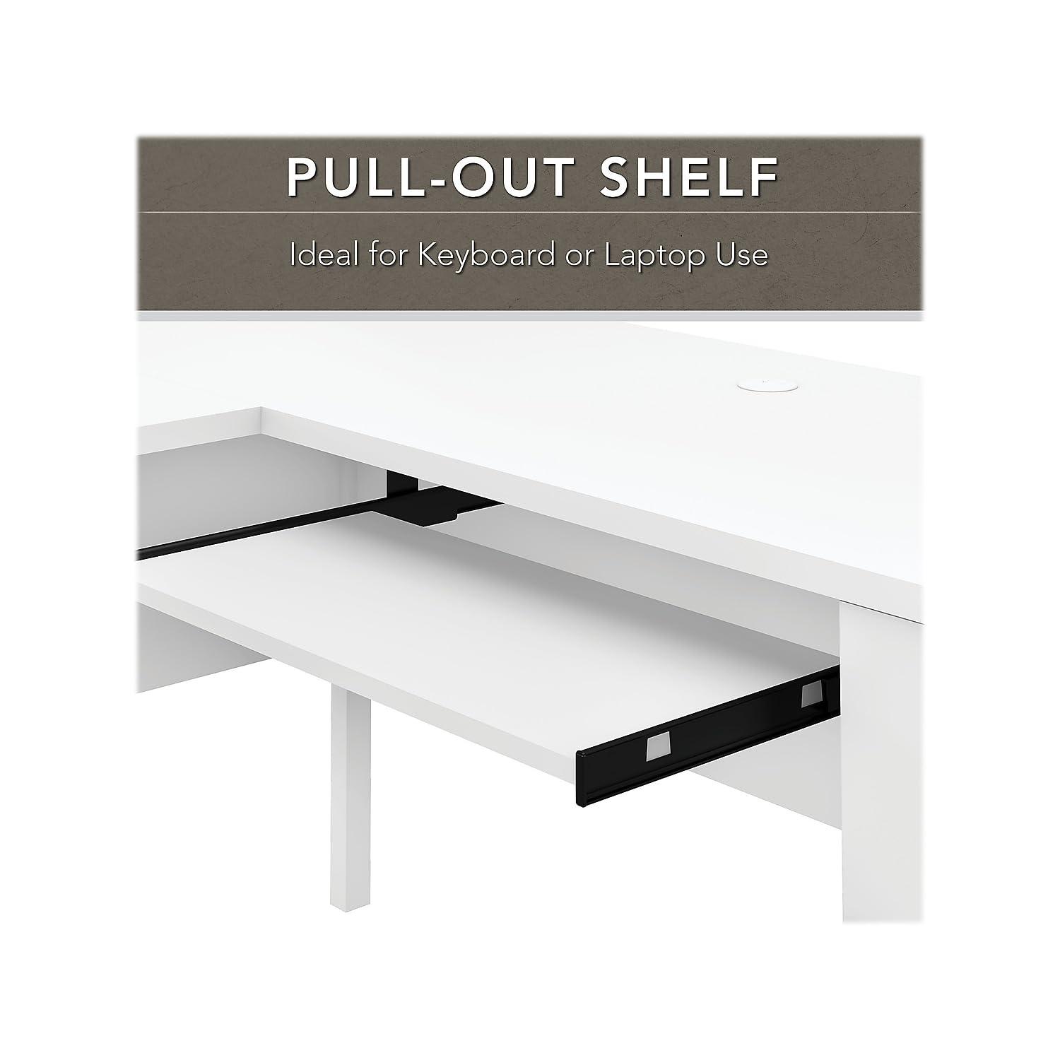 Bush Furniture Somerset 60 in L Desk with Hutch, Keyboard Tray, File and Storage in White