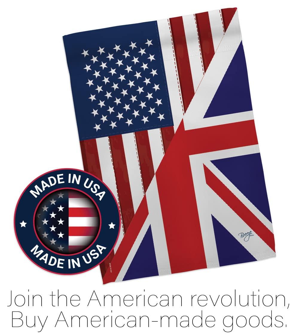 Breeze Decor 58380 US UK Friendship 2-Sided Impression Garden Flag - 13 x 18.5 in.