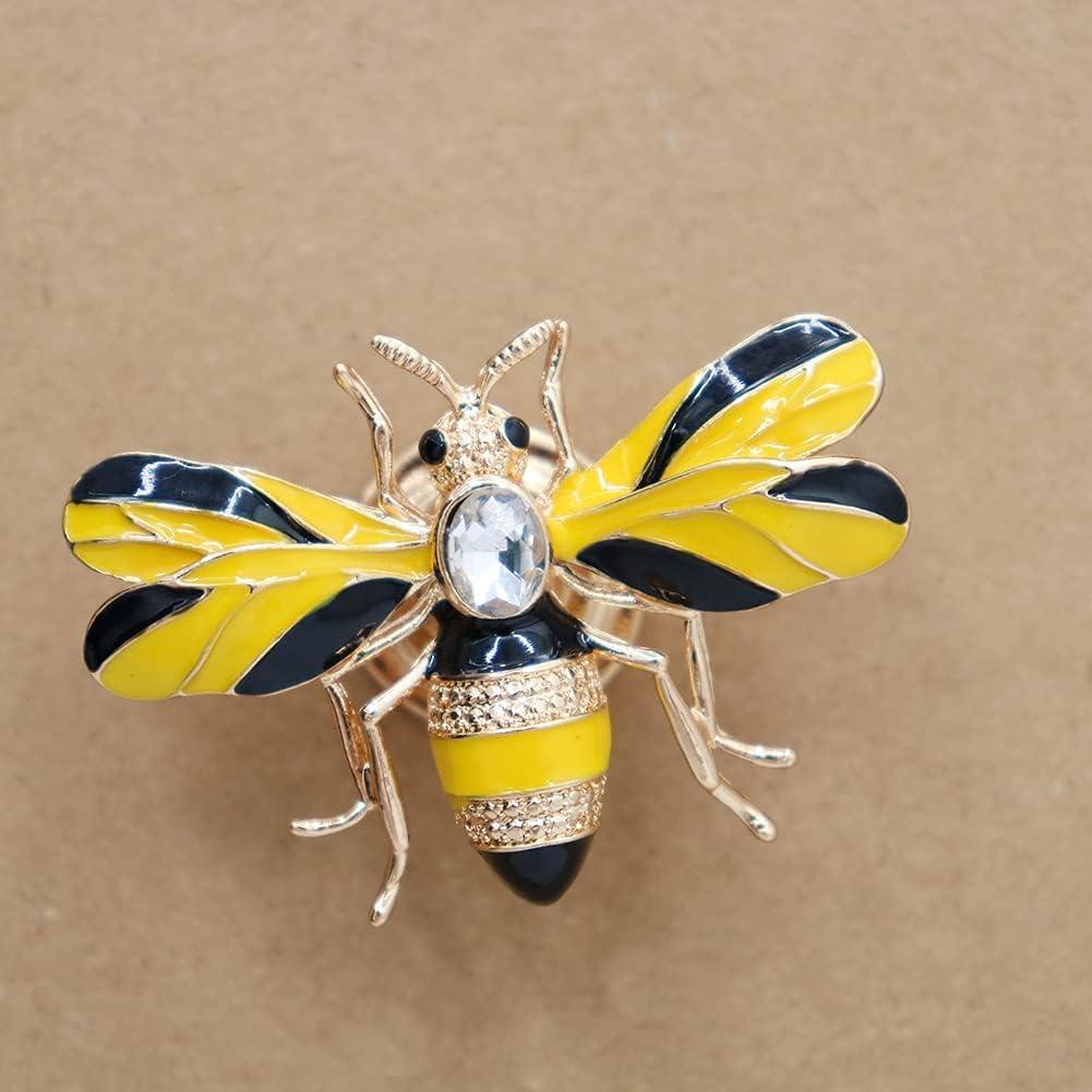Stylish Yellow Bee Knob Handle 4 Pcs Zinc Alloy Furniture Decoration Accessories(Bee) for Cupboards, Wardrobes, Drawers, Bedside Cabinets, Closet Doors - Designed for Home or Office