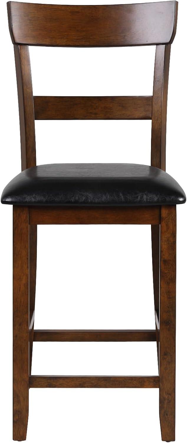 Topbuy Set of 2 Bar Stools Vintage Wooden Dining Chair for Kitchen, Bistro Brown&Black