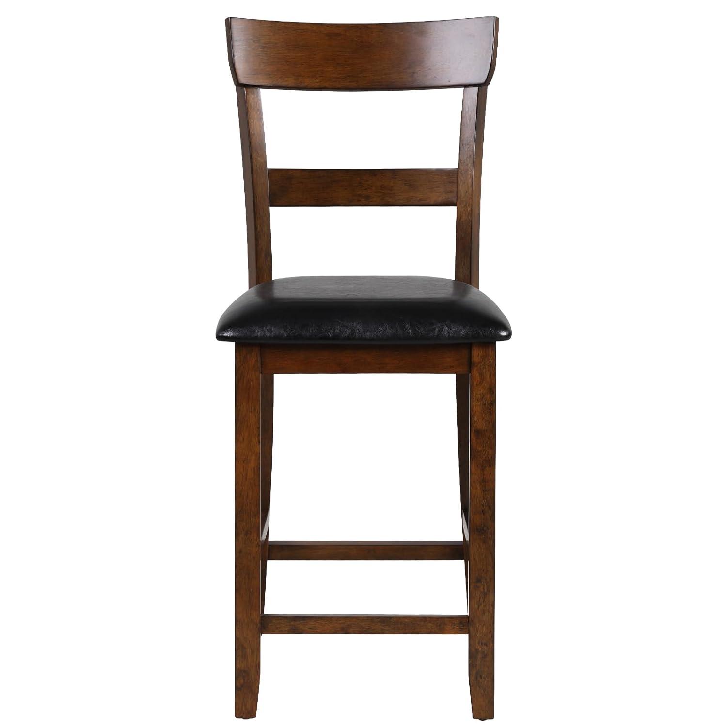 Topbuy Set of 2 Bar Stools Vintage Wooden Dining Chair for Kitchen, Bistro Brown&Black