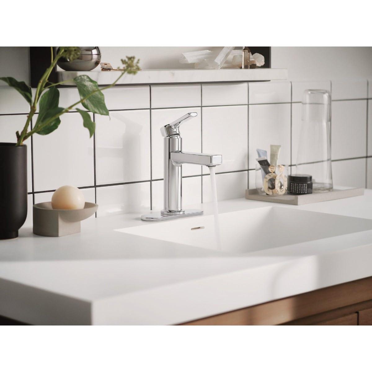 Moen Rinza 1-Handle Lever Centerset Bathroom Faucet, Chrome 84627