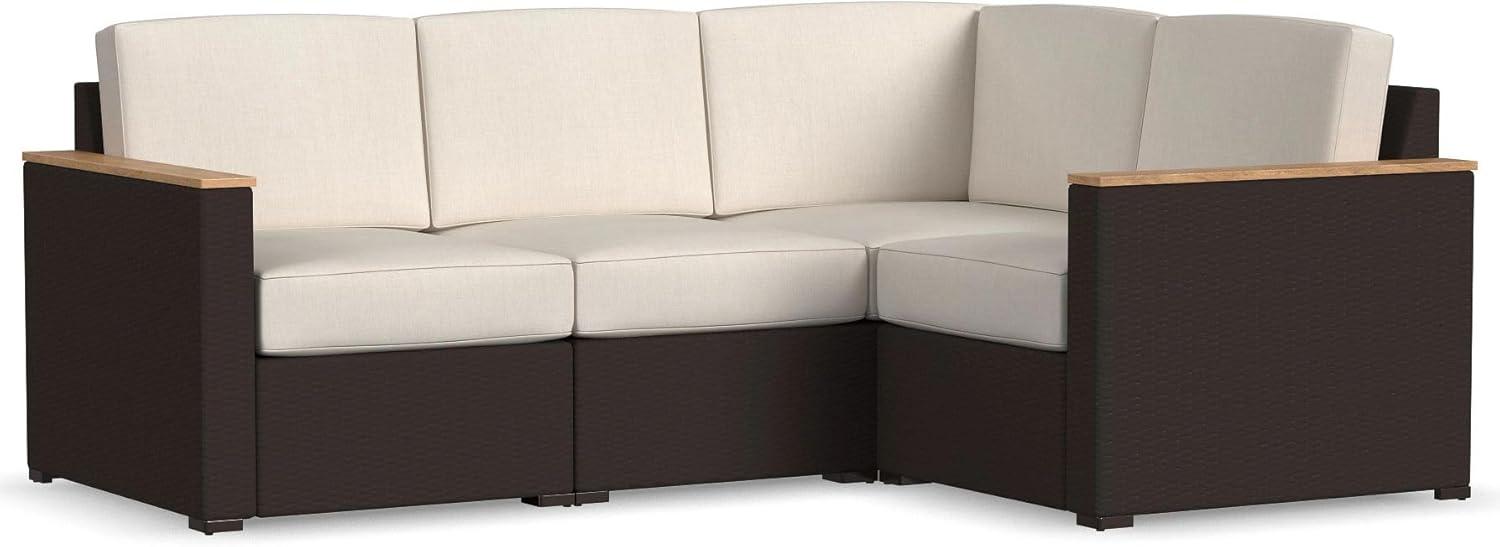 Palm Springs Beige and Brown Wicker 4-Seat Sectional