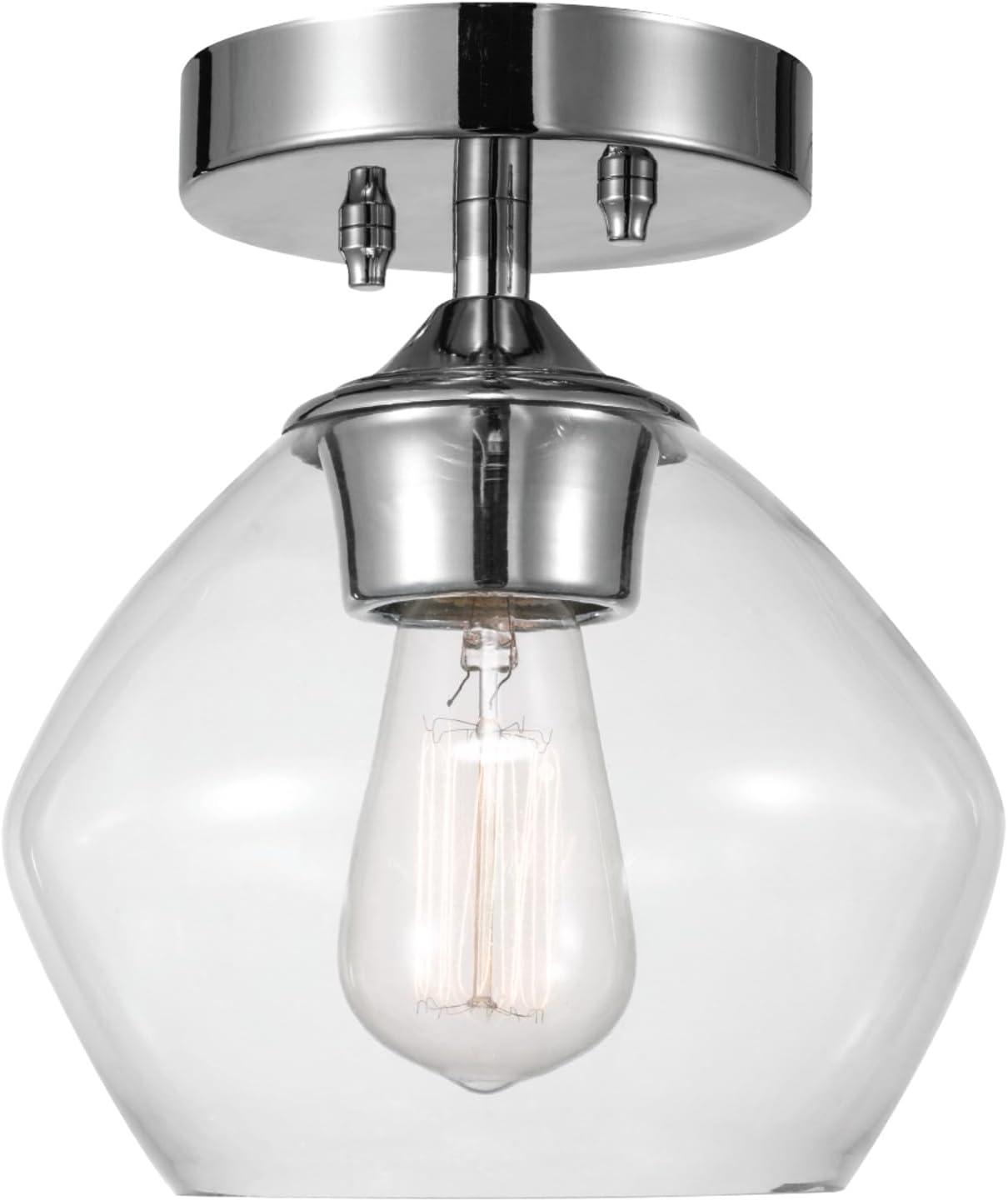 1 Light Harrow Semi Flush Mount Ceiling with Clear Glass Shade - Globe Electric