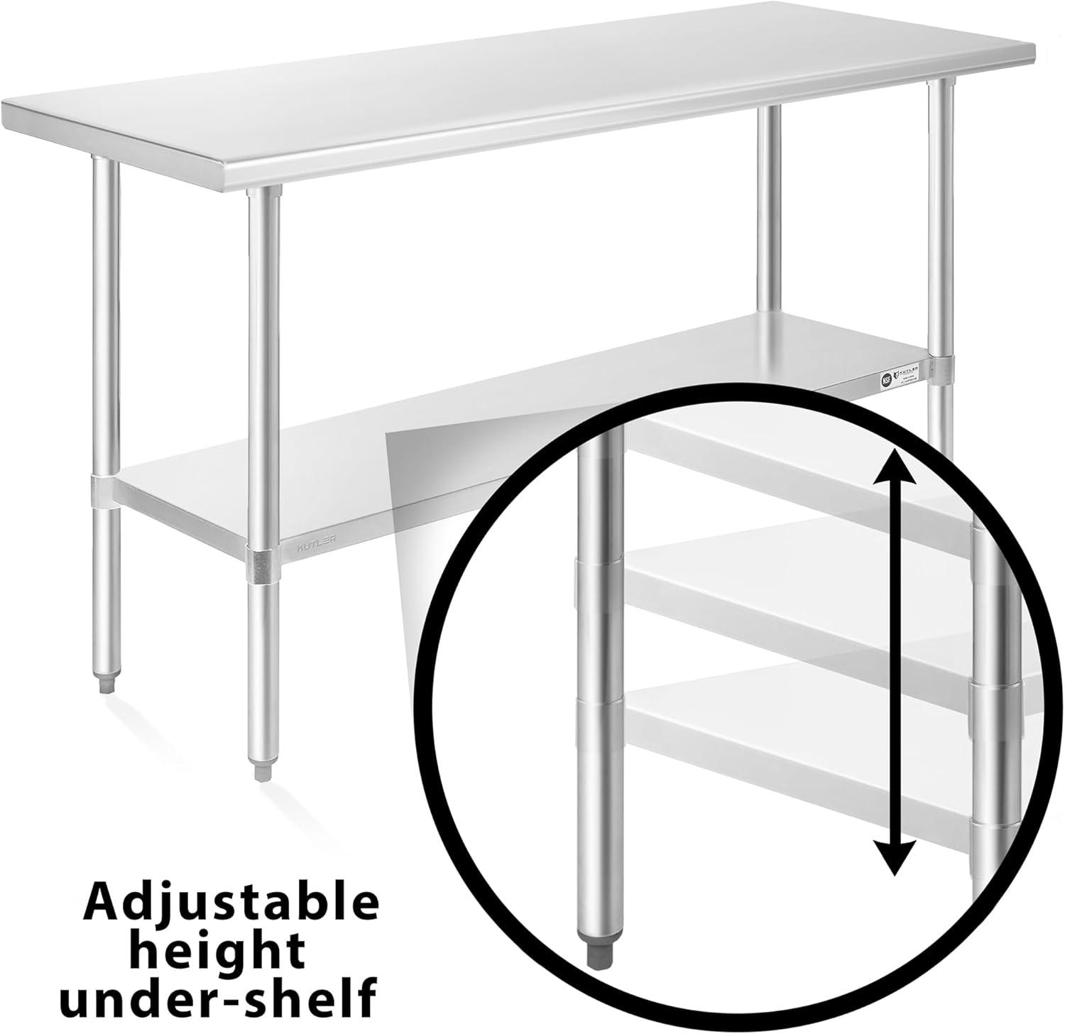 Flash Furniture Woodford NSF Certified Stainless Steel Prep and Work Table with Undershelf
