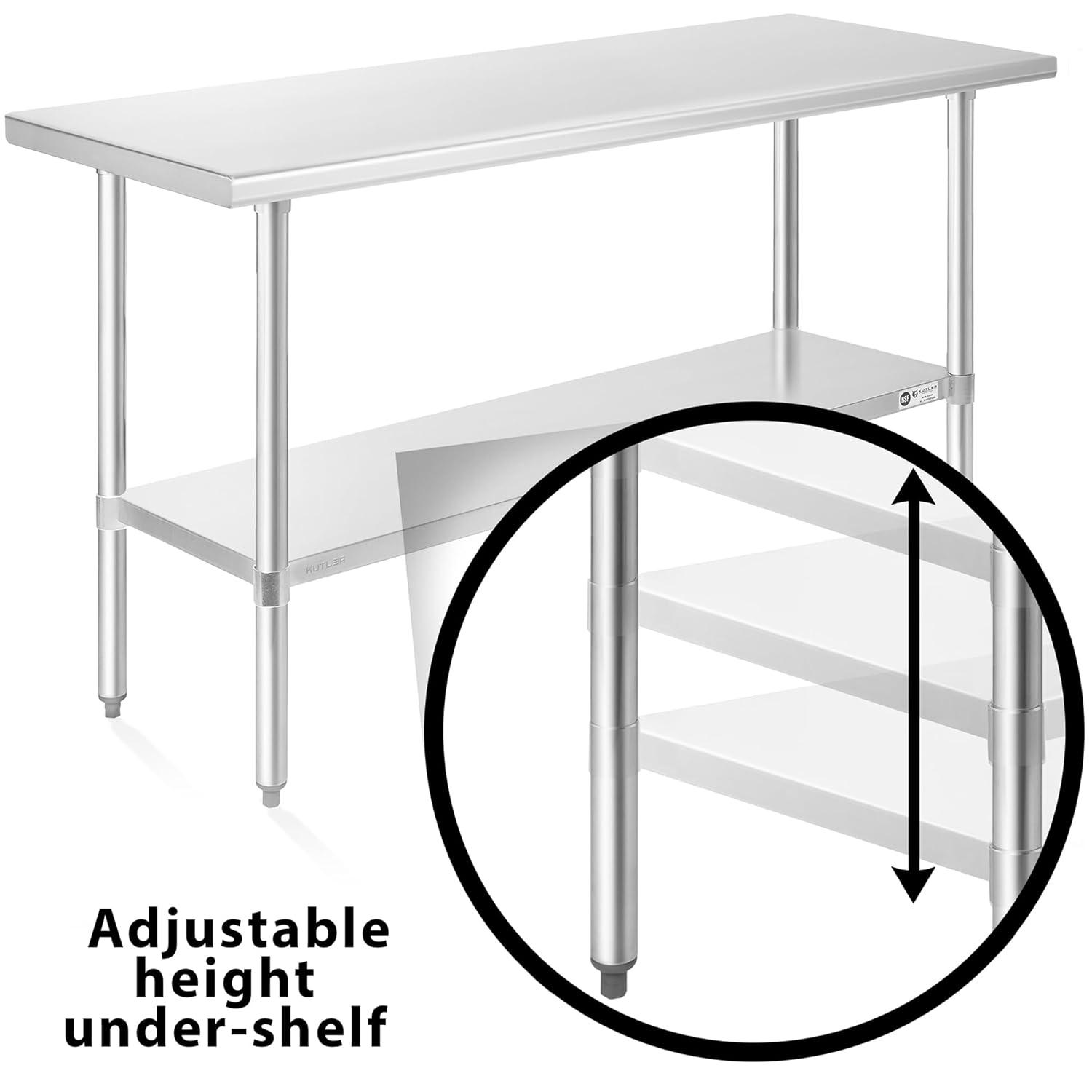 Flash Furniture Woodford NSF Certified Stainless Steel Prep and Work Table with Undershelf