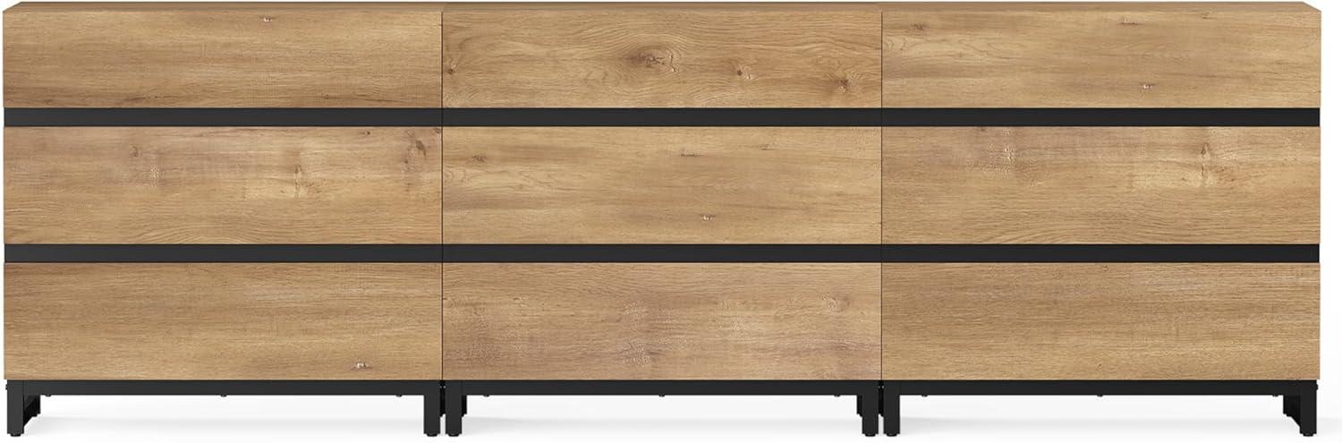WAMPAT Dresser for Bedroom, Closet Organizers and Storage with 9 Drawers, Chest of Drawers with Metal Base, Wooden Modern Dresser for Living Room, Bedroom, Entryway, Oak