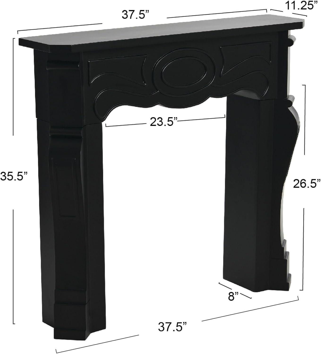 Storied Home Victorian Decorative Fireplace Mantel Black: Wall Mount, Fir Wood & MDF Frame, No Heat Output