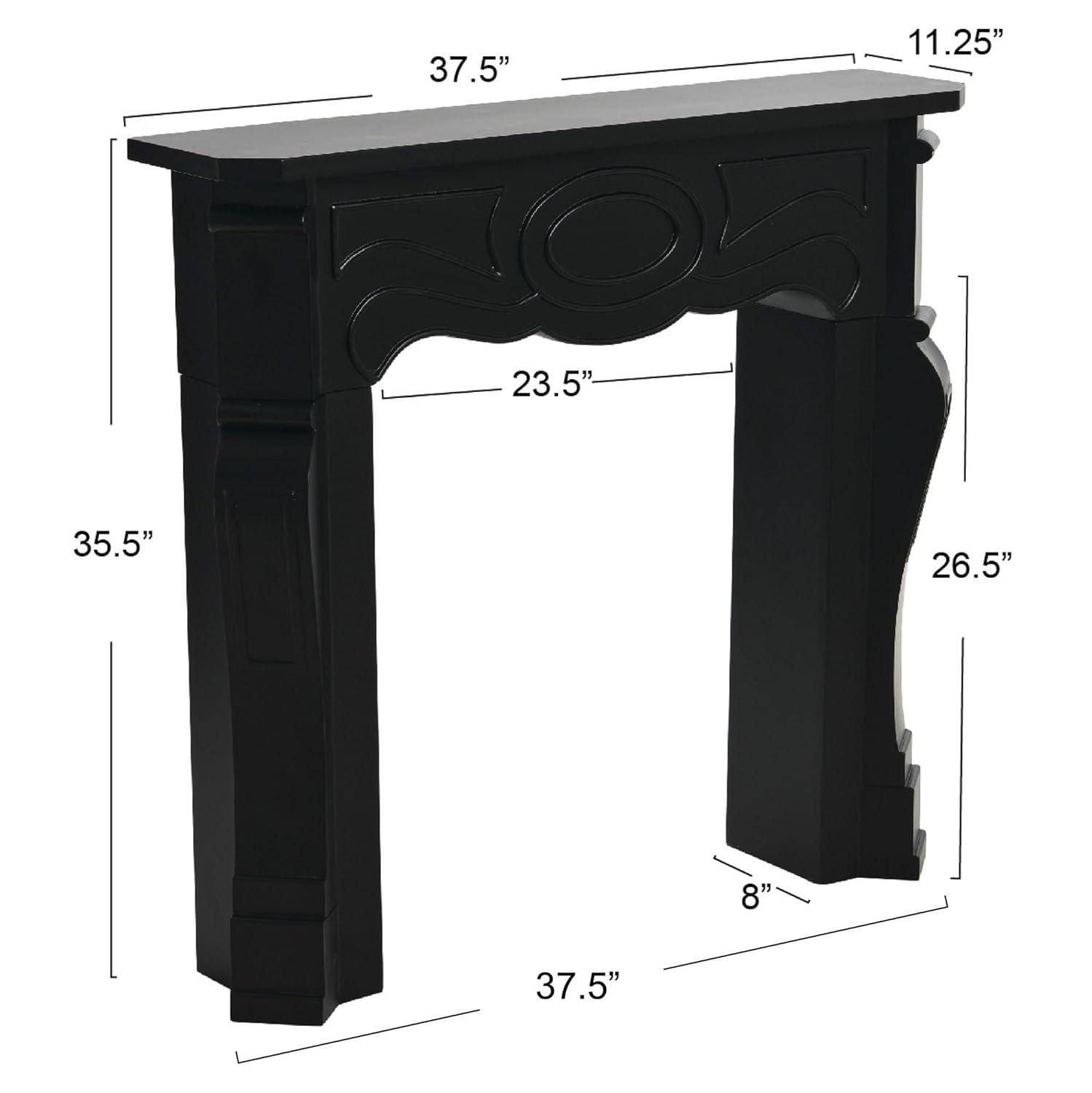 Storied Home Victorian Decorative Fireplace Mantel Black: Wall Mount, Fir Wood & MDF Frame, No Heat Output