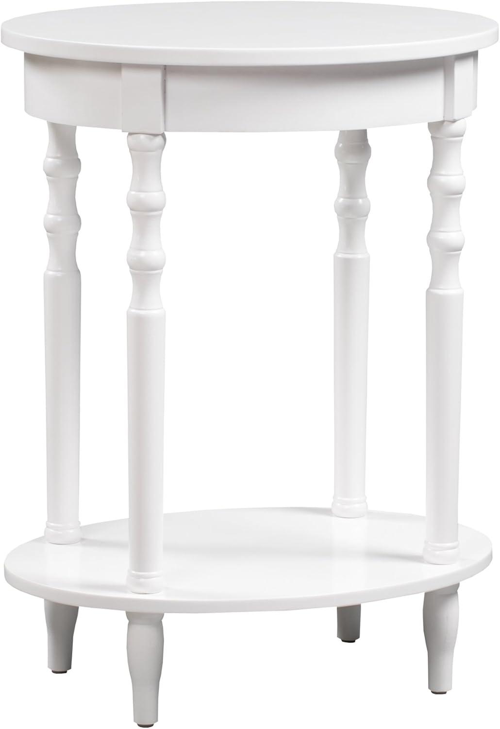 Classic Brandi White Oval End Table with Shelf